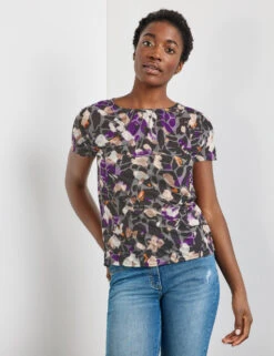 Gerry Weber Gemustertes Kurzarmshirt Mit Elastischem Saum