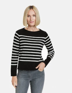 Gerry Weber Geringelter Pullover Aus Baumwolle -Feine Mode geringelter pullover aus baumwolle 01