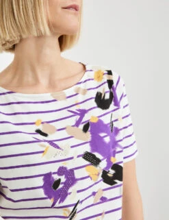 Gerry Weber Geringeltes Halbarmshirt Mit Steinchendekor 12 Gerry Weber Geringeltes Halbarmshirt Mit Steinchendekor -Feine Mode geringeltes halbarmshirt mit steinchendekor 100