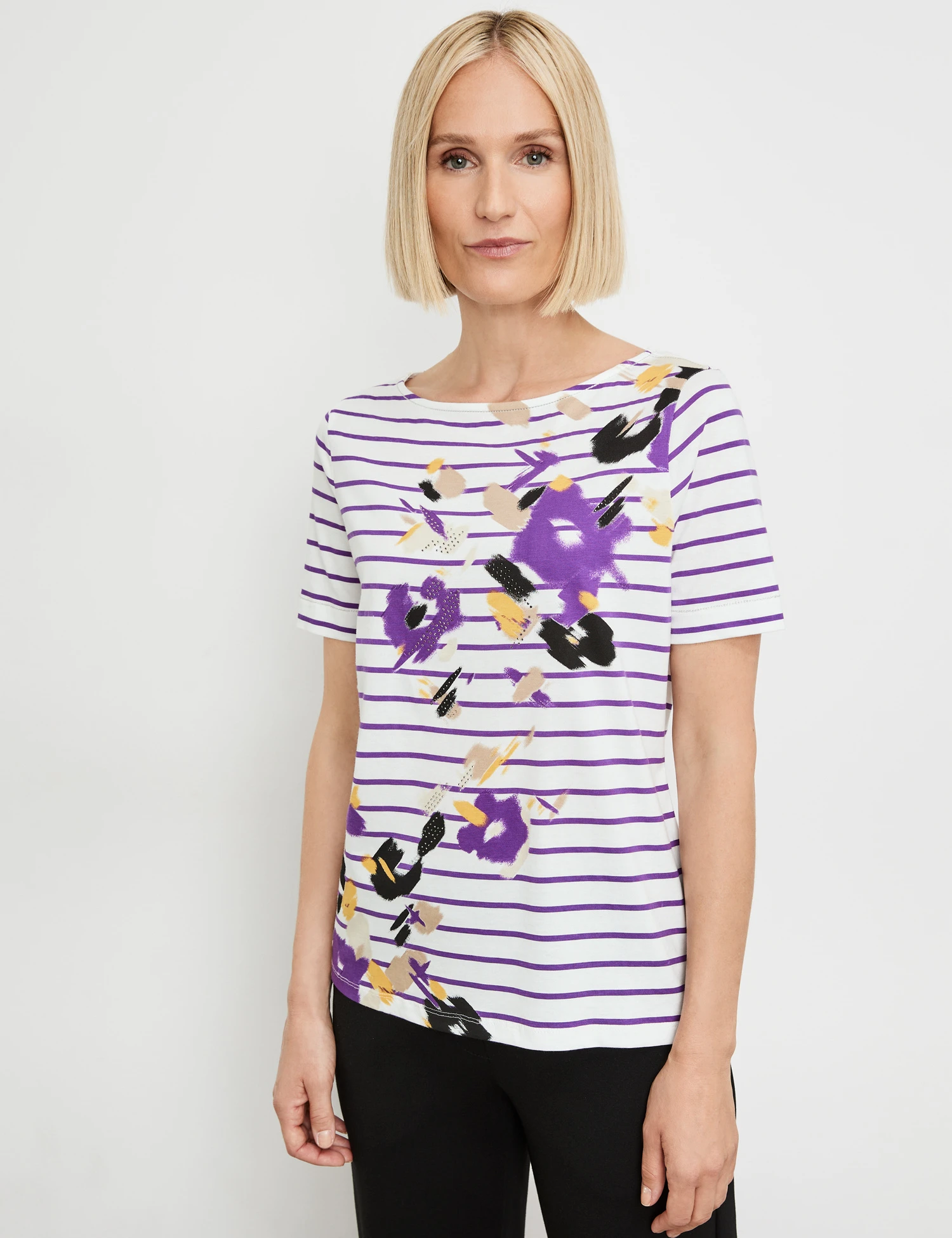 Gerry Weber Geringeltes Halbarmshirt Mit Steinchendekor 3 Gerry Weber Geringeltes Halbarmshirt Mit Steinchendekor