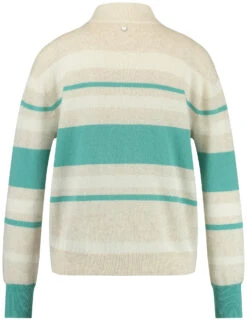 Gerry Weber Gestreifter Wollpullover Mit Turtleneck -Feine Mode gestreifter wollpullover mit turtleneck 03