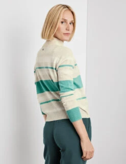 Gerry Weber Gestreifter Wollpullover Mit Turtleneck -Feine Mode gestreifter wollpullover mit turtleneck 104