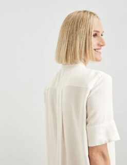 Gerry Weber Halbarmbluse Aus Viscose Crepe Mit Verdeckter Knopfleiste -Feine Mode halbarmbluse aus viscose crepe mit verdeckter knopfleiste 100