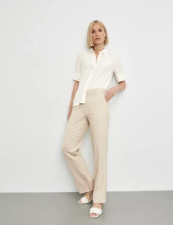 Gerry Weber Halbarmbluse Aus Viscose Crepe Mit Verdeckter Knopfleiste -Feine Mode halbarmbluse aus viscose crepe mit verdeckter knopfleiste 102