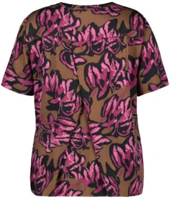 Halbarmbluse Mit Floral-Print -Feine Mode halbarmbluse mit floral print 03