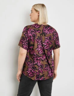 Halbarmbluse Mit Floral-Print -Feine Mode halbarmbluse mit floral print 104