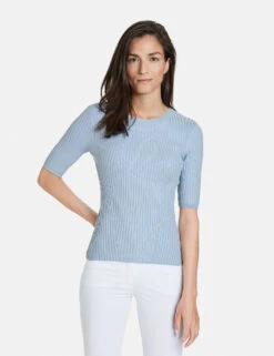 Gerry Weber Halbarmshirt Mit Rippstrick-Struktur -Feine Mode halbarmshirt mit rippstrick struktur 01