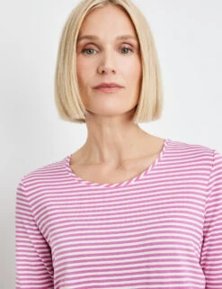 Gerry Weber Halbarmshirt Mit Streifen-Dessin -Feine Mode halbarmshirt mit streifen dessin 100