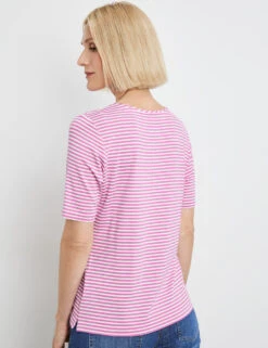 Gerry Weber Halbarmshirt Mit Streifen-Dessin -Feine Mode halbarmshirt mit streifen dessin 104