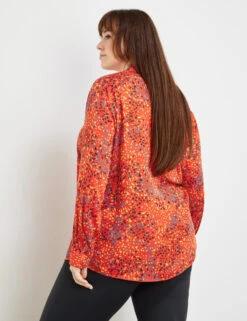 Hemdbluse Mit Allover-Print -Feine Mode hemdbluse mit allover print 104