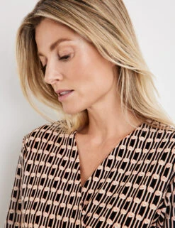 Gerry Weber Kleid Mit Wickeloptik Und Kettendessin -Feine Mode kleid mit wickeloptik und kettendessin 100