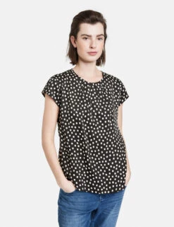 Taifun Kurzarmbluse Mit Allover-Print -Feine Mode kurzarmbluse mit allover print 01