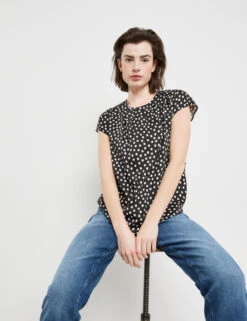 Taifun Kurzarmbluse Mit Allover-Print -Feine Mode kurzarmbluse mit allover print 102