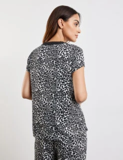 Taifun Kurzarmbluse Mit V-Ausschnitt 14 Taifun Kurzarmbluse Mit V-Ausschnitt -Feine Mode kurzarmbluse mit v ausschnitt 104