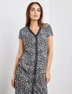 Taifun Kurzarmbluse Mit V-Ausschnitt