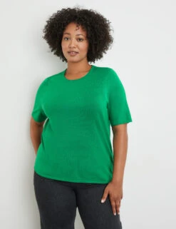 Kurzarmpullover Aus Feinstrick