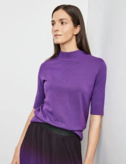 Gerry Weber Kurzarmpullover Aus Feinstrick Mit Stehkragen