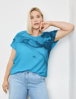 Feine Mode 7 Kurzarmshirt Mit Satin-Front