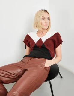 Gerry Weber Kuscheliger Kurzarmpullover Mit Grafischem Muster -Feine Mode kuscheliger kurzarmpullover mit grafischem muster 102