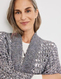 Gerry Weber Lässige Strickjacke Mit Grobem Lochstrick -Feine Mode laessige strickjacke mit grobem lochstrick 100