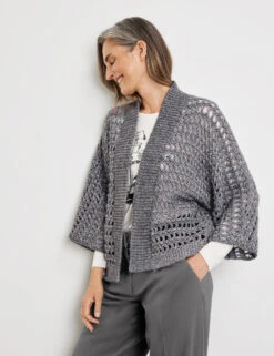 Gerry Weber Lässige Strickjacke Mit Grobem Lochstrick -Feine Mode laessige strickjacke mit grobem lochstrick 102