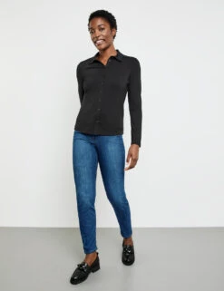 Gerry Weber Langarm Poloshirt Mit Durchgehender Knopfleiste -Feine Mode langarm poloshirt mit durchgehender knopfleiste 102