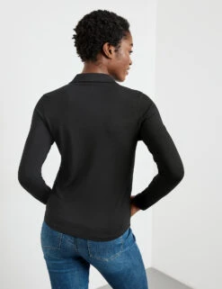 Gerry Weber Langarm Poloshirt Mit Durchgehender Knopfleiste -Feine Mode langarm poloshirt mit durchgehender knopfleiste 104