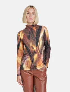 Gerry Weber Langarmshirt Mit Turtleneck Und Ausbrenner-Qualität -Feine Mode langarmshirt mit turtleneck und ausbrenner qualitaet 01