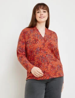 Langarmshirt Mit V-Ausschnitt