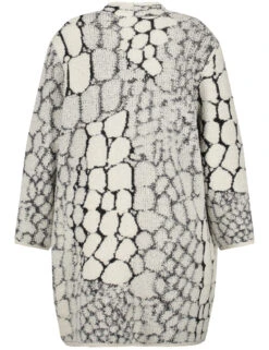 Lange Strickjacke Mit Jacquardmuster -Feine Mode lange strickjacke mit jacquardmuster 03