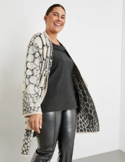 Lange Strickjacke Mit Jacquardmuster -Feine Mode lange strickjacke mit jacquardmuster 102