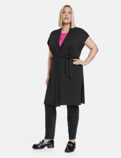 Lange Strickweste Mit Bindegürtel -Feine Mode lange strickweste mit bindeguertel 01