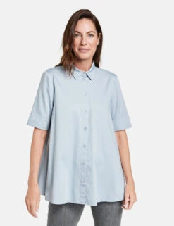 Gerry Weber Leicht Ausgestellte Halbarmbluse Mit Kellerfalte -Feine Mode leicht ausgestellte halbarmbluse mit kellerfalte 01