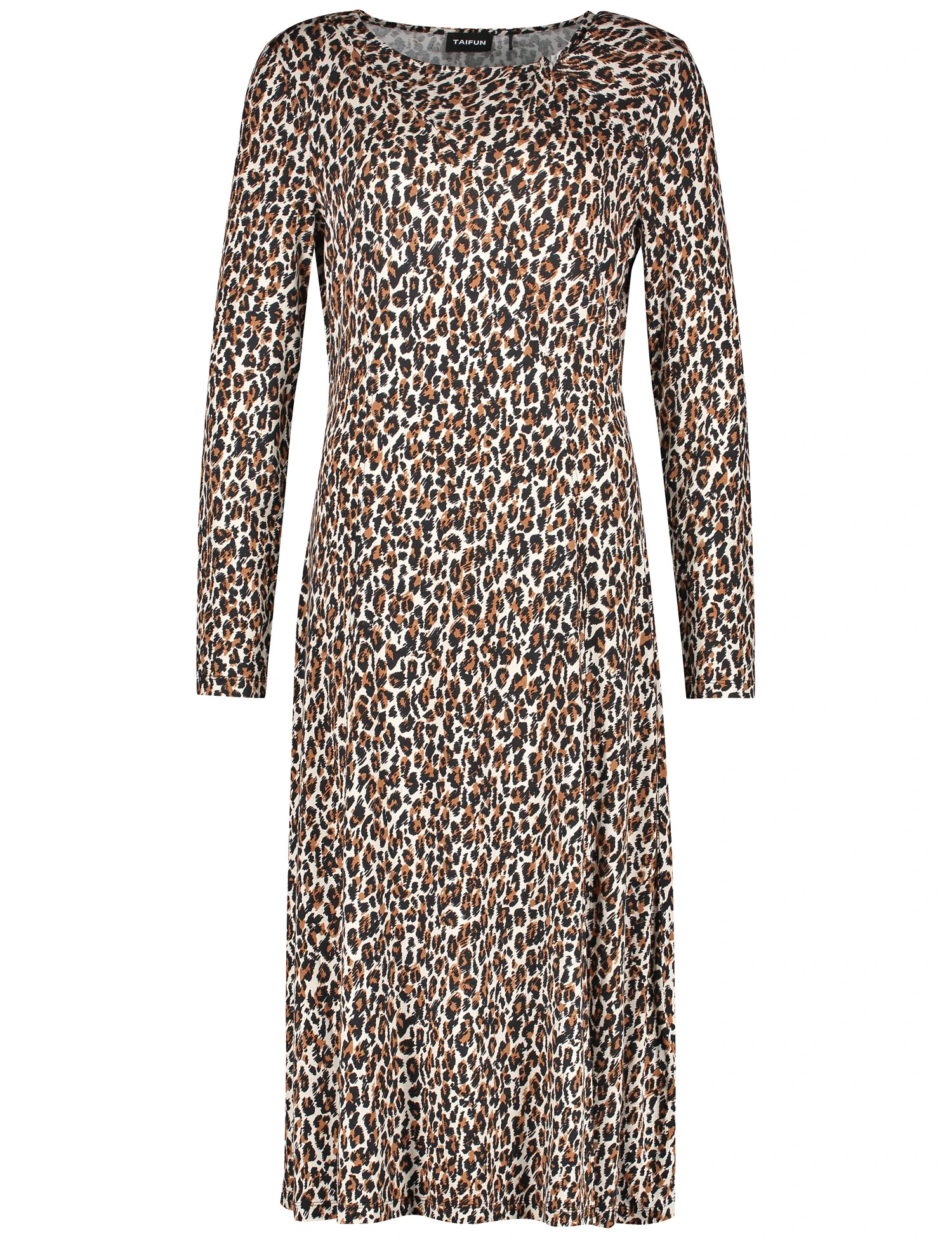 Taifun Leicht Ausgestelltes Jerseykleid Mit Schlitz Und Knotendetail 4 Taifun Leicht Ausgestelltes Jerseykleid Mit Schlitz Und Knotendetail - Image 2