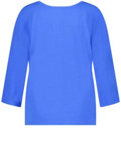 Gerry Weber Leicht Glänzendes 3/4 Arm Shirt Mit Material-Patch -Feine Mode leicht glaenzendes 34 arm shirt mit material patch 03