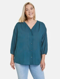 Leichte Baumwollbluse Mit 3/4 Ärmeln -Feine Mode leichte baumwollbluse mit 34 aermeln 01