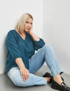 Leichte Baumwollbluse Mit 3/4 Ärmeln -Feine Mode leichte baumwollbluse mit 34 aermeln 102