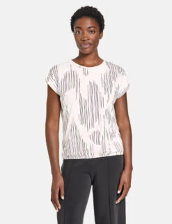 Gerry Weber Lockeres Kurzarmshirt Mit Elastischem Saum -Feine Mode lockeres kurzarmshirt mit elastischem saum 01