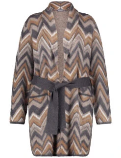 Long-Cardigan Mit Bindegürtel