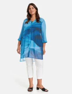 Longbluse Mit 3/4 Arm 15 Longbluse Mit 3/4 Arm -Feine Mode longbluse mit 34 arm 01