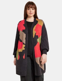 Longjacke Aus Intarsien-Strick -Feine Mode longjacke aus intarsien strick 01