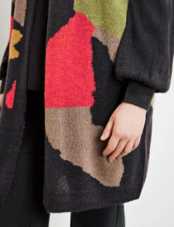 Longjacke Aus Intarsien-Strick -Feine Mode longjacke aus intarsien strick 100