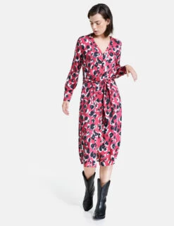 Taifun Midikleid Mit Bindegürtel -Feine Mode midikleid mit bindeguertel 01