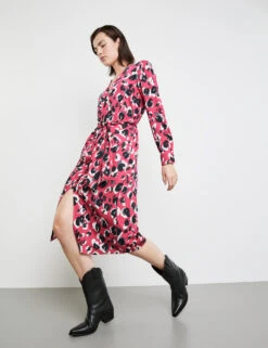 Taifun Midikleid Mit Bindegürtel -Feine Mode midikleid mit bindeguertel 102