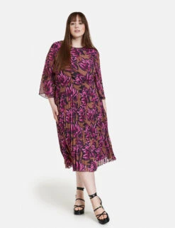 Midikleid Mit Plissiertem Rockteil -Feine Mode midikleid mit plissiertem rockteil 01