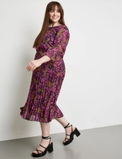 Midikleid Mit Plissiertem Rockteil -Feine Mode midikleid mit plissiertem rockteil 102