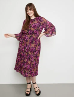 Feine Mode 28 Midikleid Mit Plissiertem Rockteil