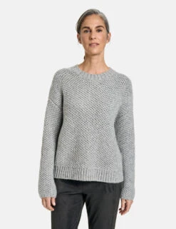 Gerry Weber Modischer Pullover Mit Strick-Mix -Feine Mode modischer pullover mit strick mix 01