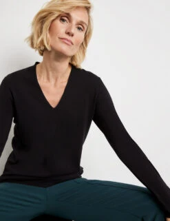 Gerry Weber Pullover Aus Feinstrick Mit V-Ausschnitt -Feine Mode pullover aus feinstrick mit v ausschnitt 100
