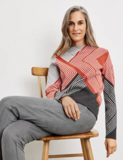 Gerry Weber Pullover In Jaquard-Optik Mit Grafischem Muster -Feine Mode pullover in jaquard optik mit grafischem muster 102